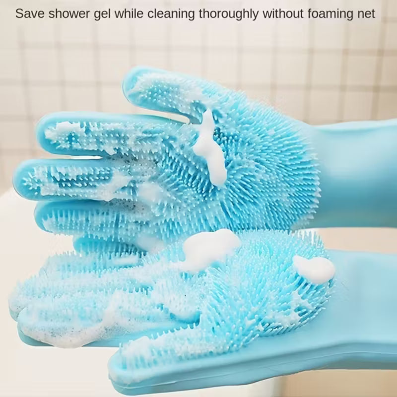 Silicone Dishwashing Gloves with Scrubber