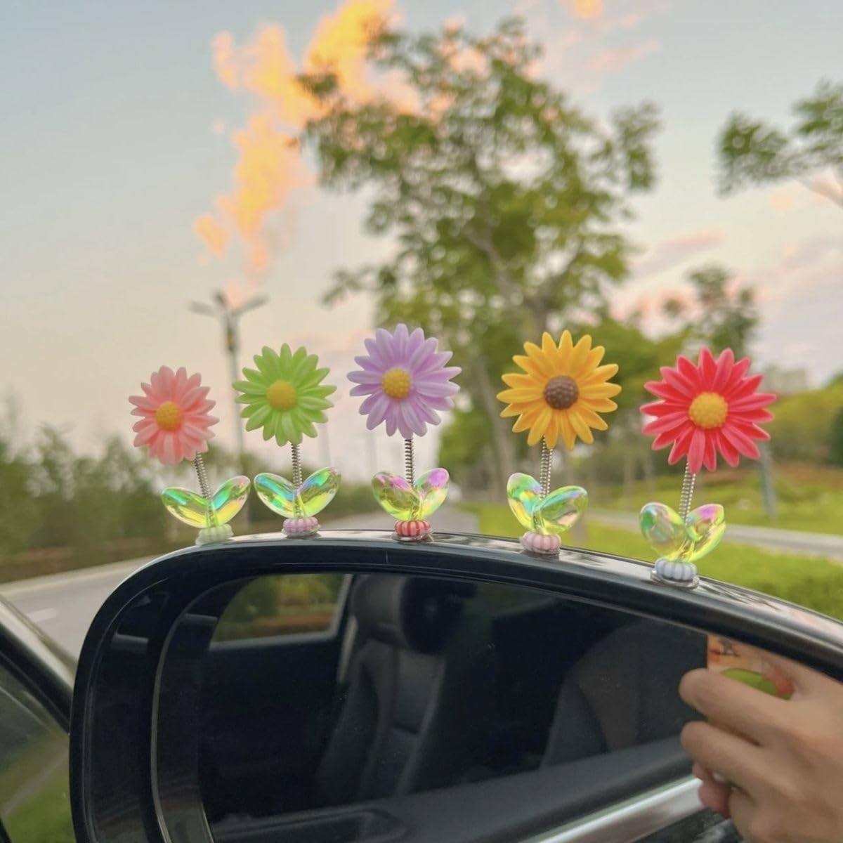 Multi color Sunflower Car Dashboard Decor Pack of 5