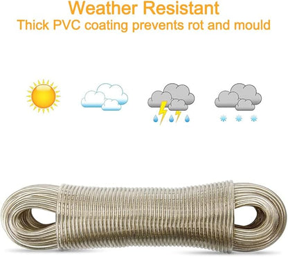 20 Meter PVC Coated Steel Anti-Rust Wire Rope Washing Line Clothesline
