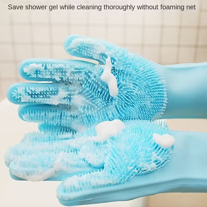 Silicone Dishwashing Gloves with Scrubber