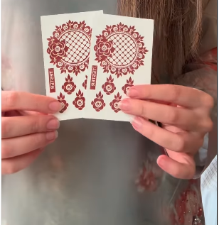 Mehroon Mehndi Stencils Pack of 5 With Different Designs (With Free Cone Mehndi)