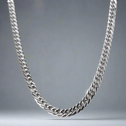 Silver Diamond Cut Cuban Neck Chain
