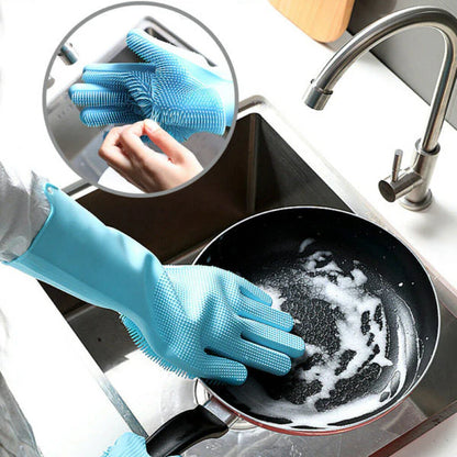 Silicone Dishwashing Gloves with Scrubber