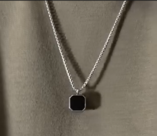 Black Square Stone Pendant