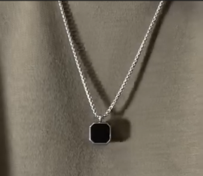 Black Square Stone Pendant