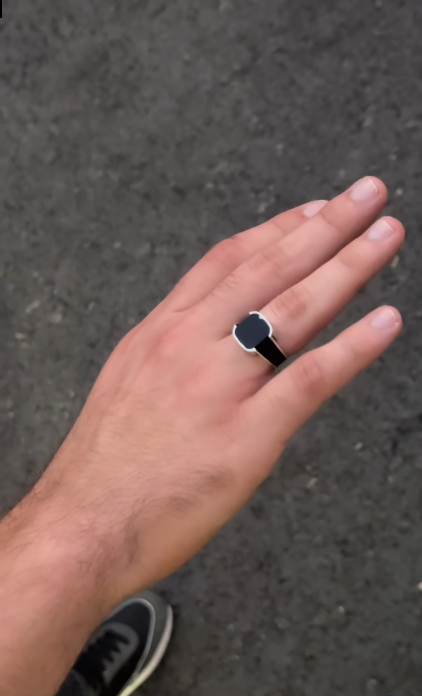 Black Stone Italian Silver Ring for Men