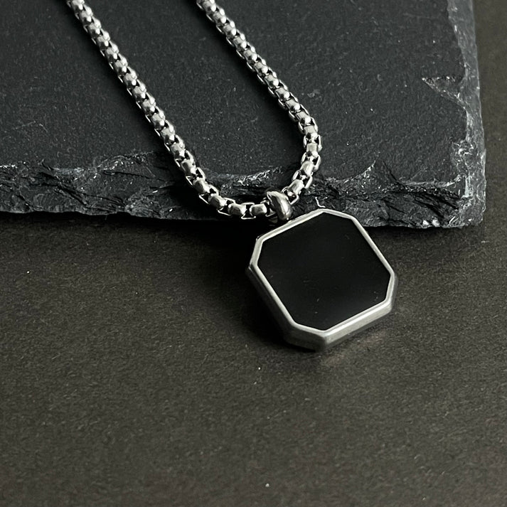 Black Square Stone Pendant