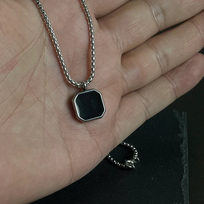 Black Square Stone Pendant
