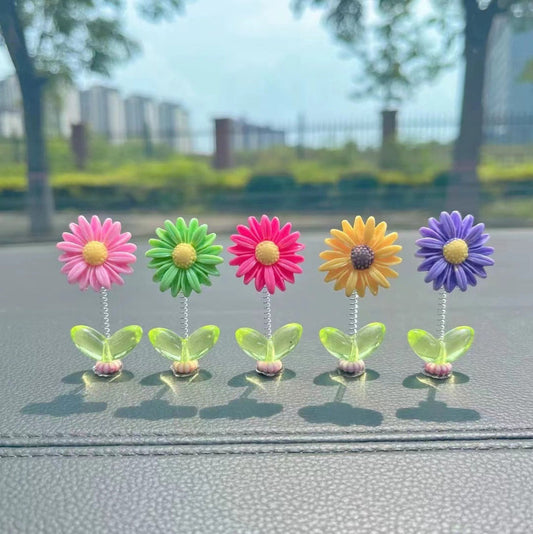 Multi color Sunflower Car Dashboard Decor Pack of 5