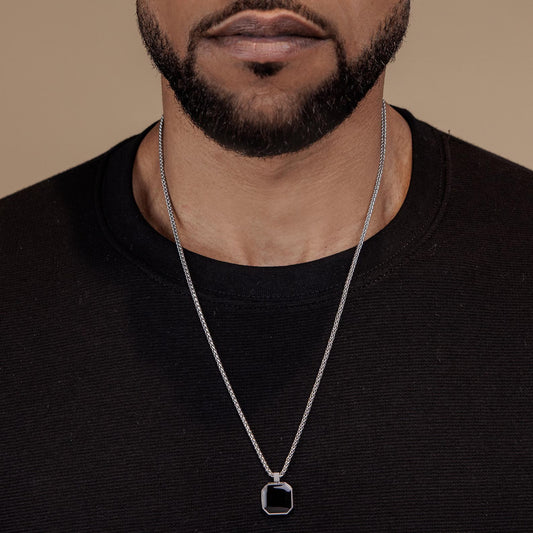Black Square Stone Pendant