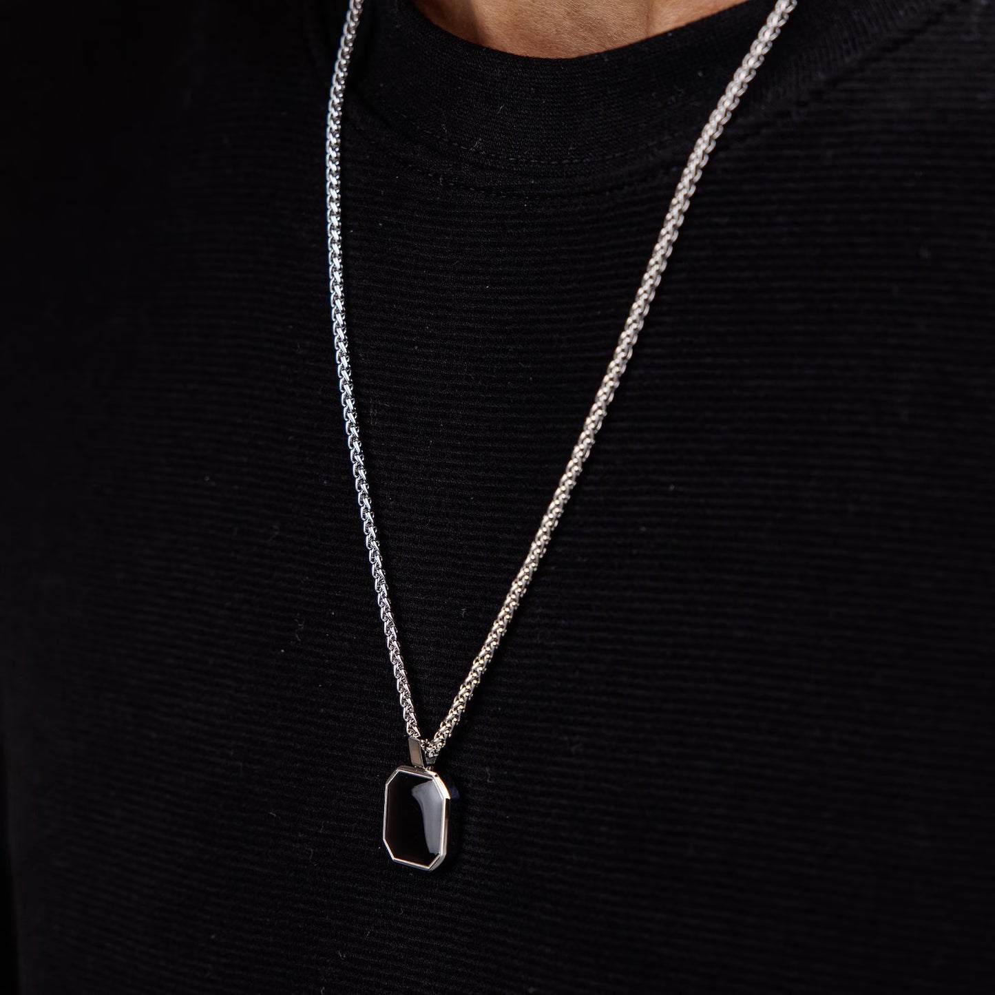 Black Square Stone Pendant